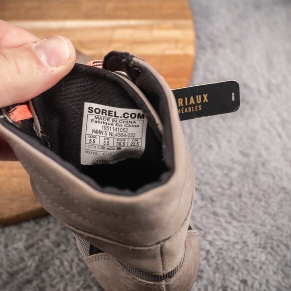 Sorel Sz 5.5 Womens Joan of Arctic Boots Lexie Wedge III Quarry Black Leather - Picture 5 of 6